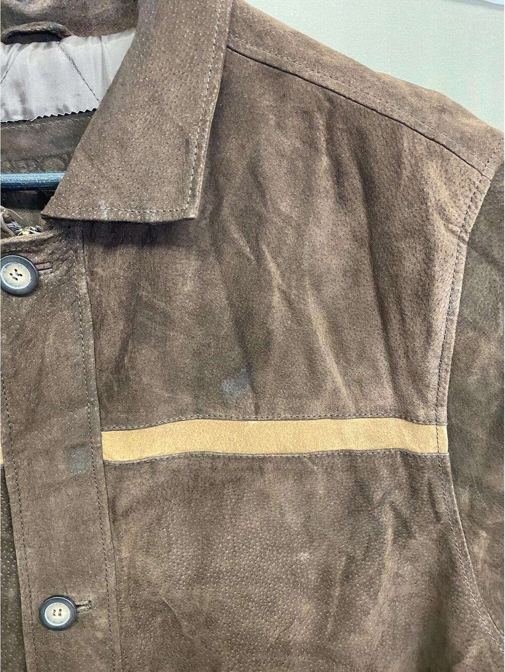 Vintage Y2K Cherokee Men's Large Brown Suede Leather Zip Up/Button-Up Jacket - Picture 5 of 6